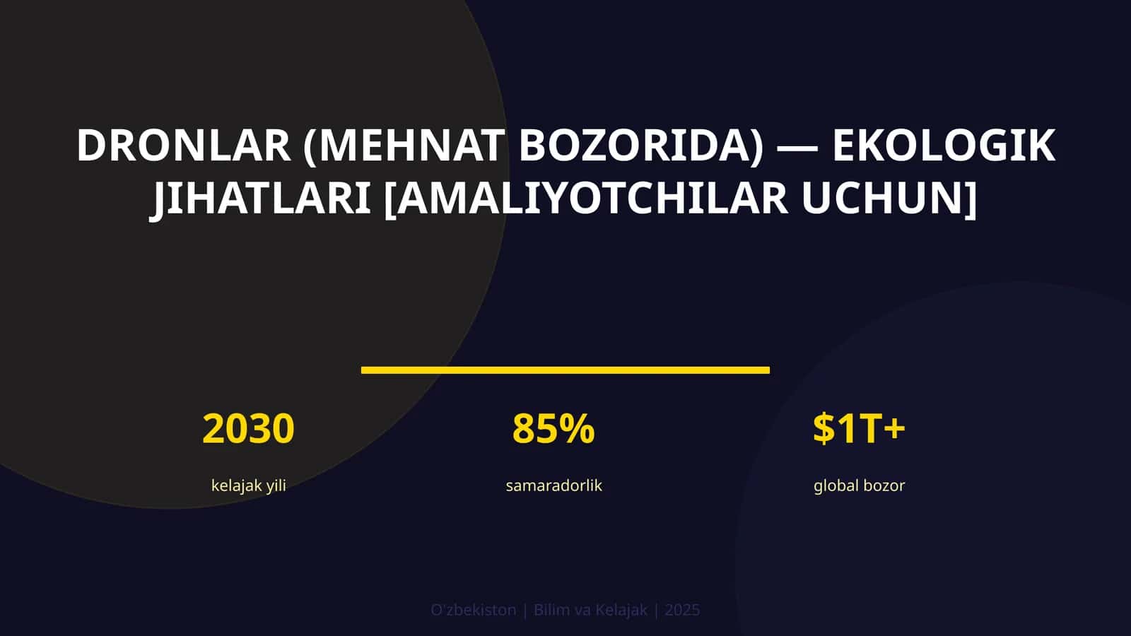 DRONLAR (MEHNAT BOZORIDA) — EKOLOGIK JIHATLARI [AMALIYOTCHILAR UCHUN]