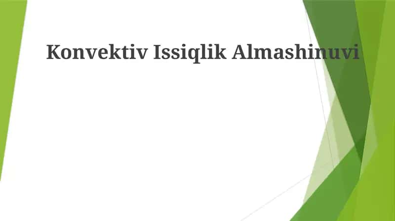 Konvektiv Issiqlik Almashinuvi