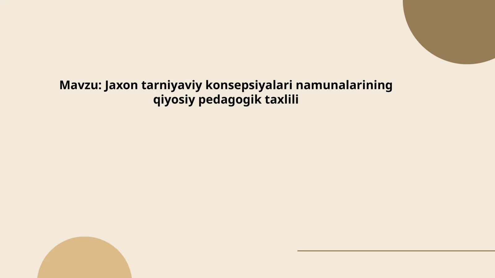 Jaxon tarniyaviy konsepsiyalari namunalarining qiyosiy pedagogik taxlili