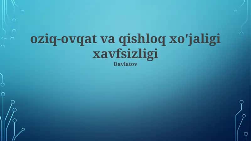 Oziq-ovqat va qishloq xo'jaligi xavfsizligi