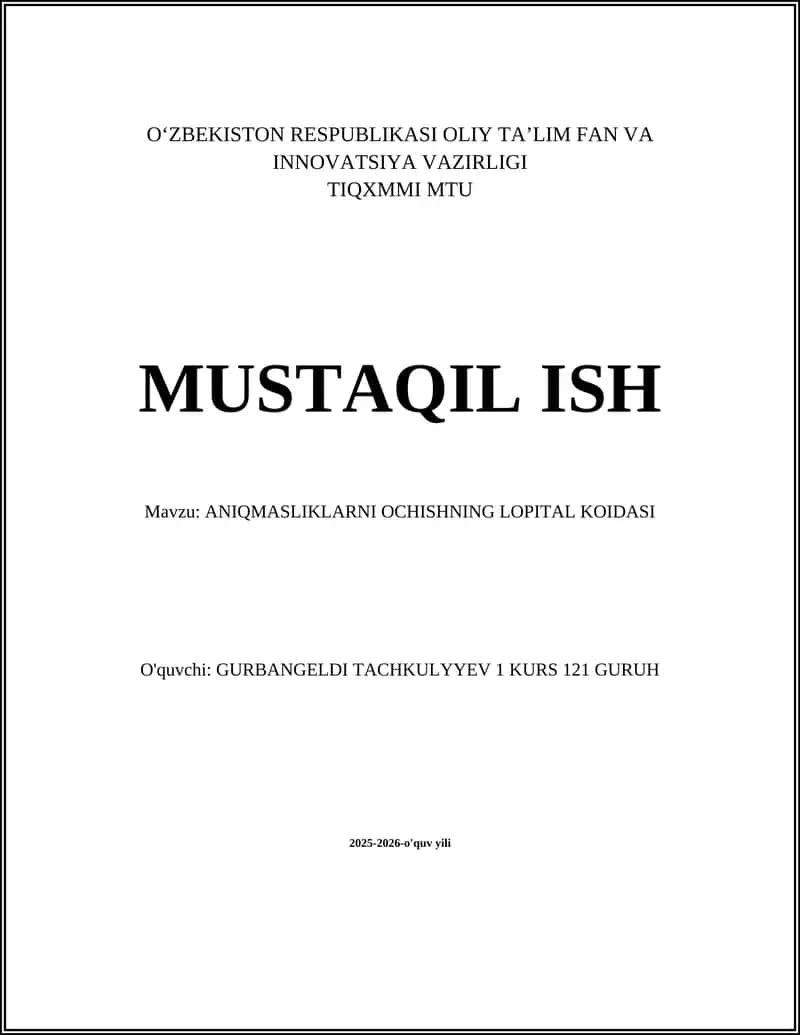 L'Hospital qoidasi