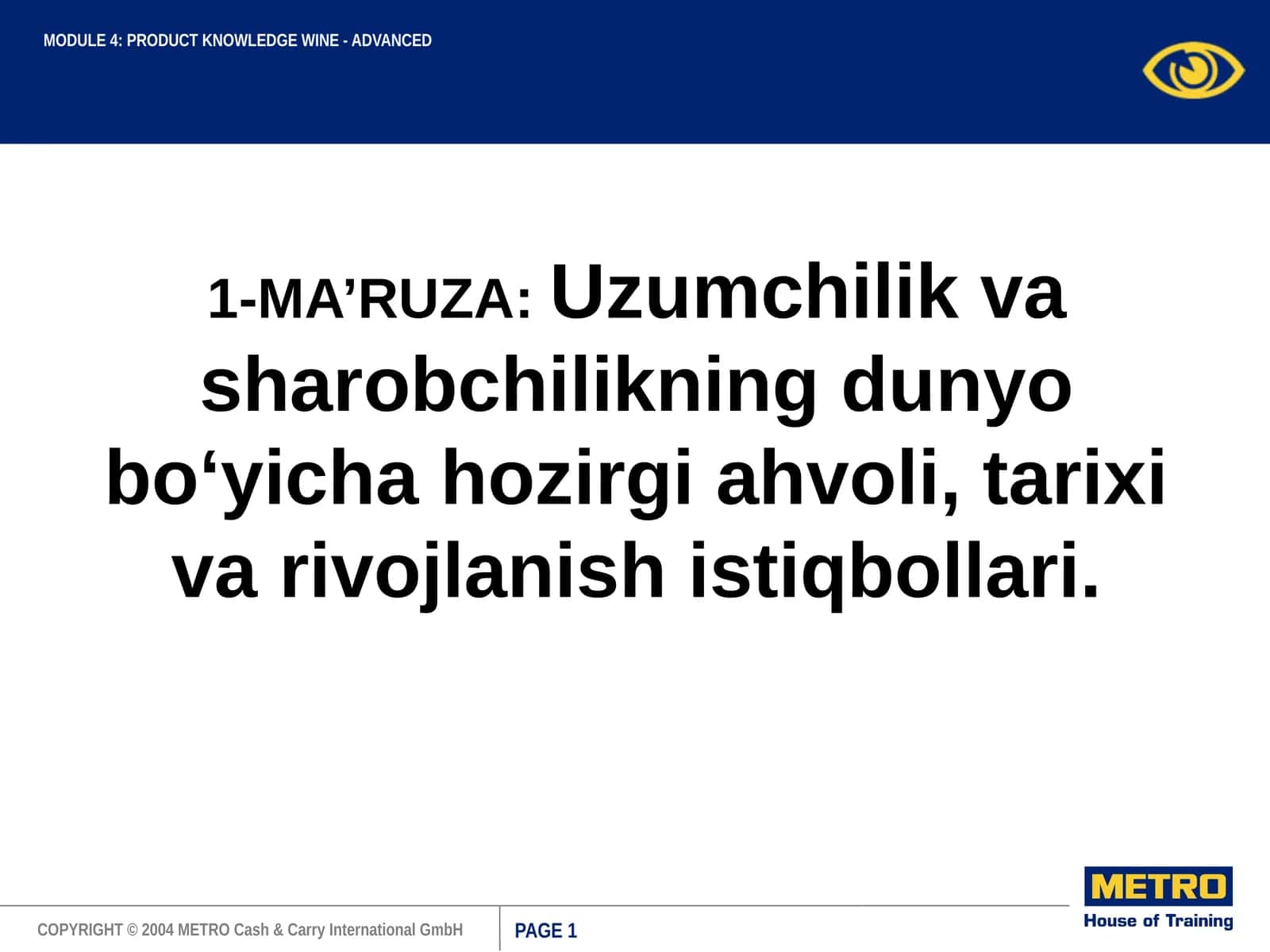 MA’RUZA:Uzumchilik va sharobchilikning dunyo bo‘yicha hozirgi ahvoli, tarixi va rivojlanish istiqbollari