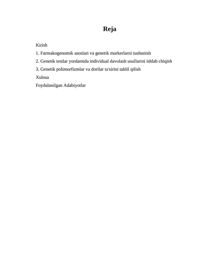 Farmakogenomika sohasida genetik markerlar va dori-darmon tanlash usullari
