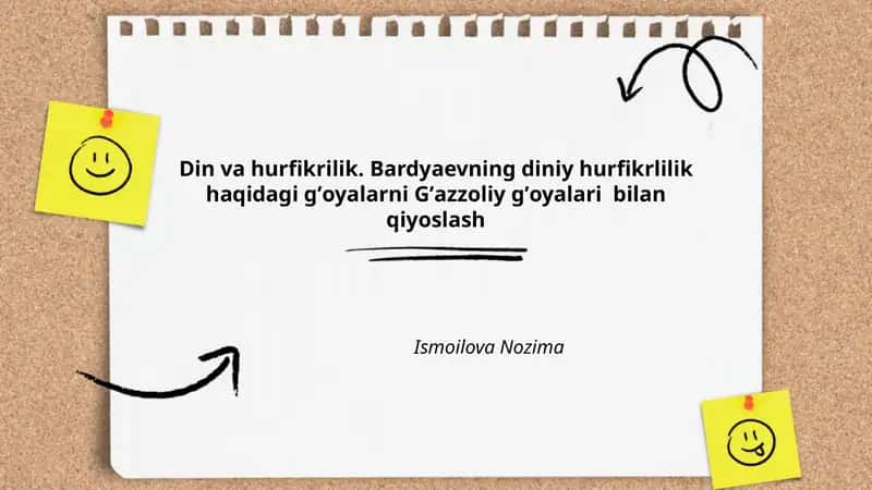 Din va hurfikrilik. Bardyaevning diniy hurfikrlilik haqidagi gʼoyalarni Gʼazzoliy gʼoyalari bilan qiyoslash