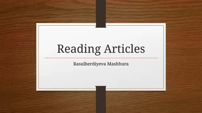 Reading Articles