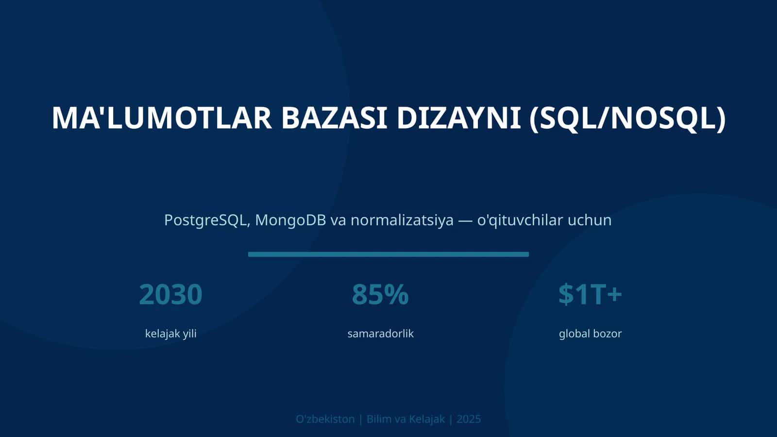 MA'LUMOTLAR BAZASI DIZAYNI (SQL/NOSQL)
