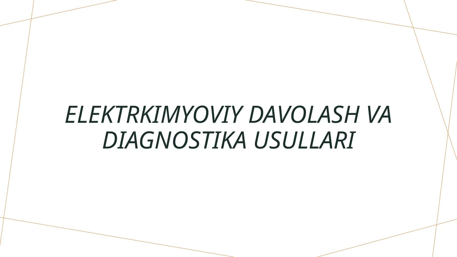 Elektrkimyoviy davolash va diagnostika usullari