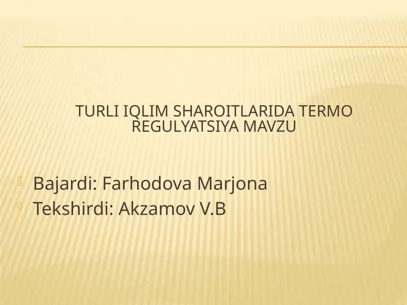 Termo Regulyatsiya