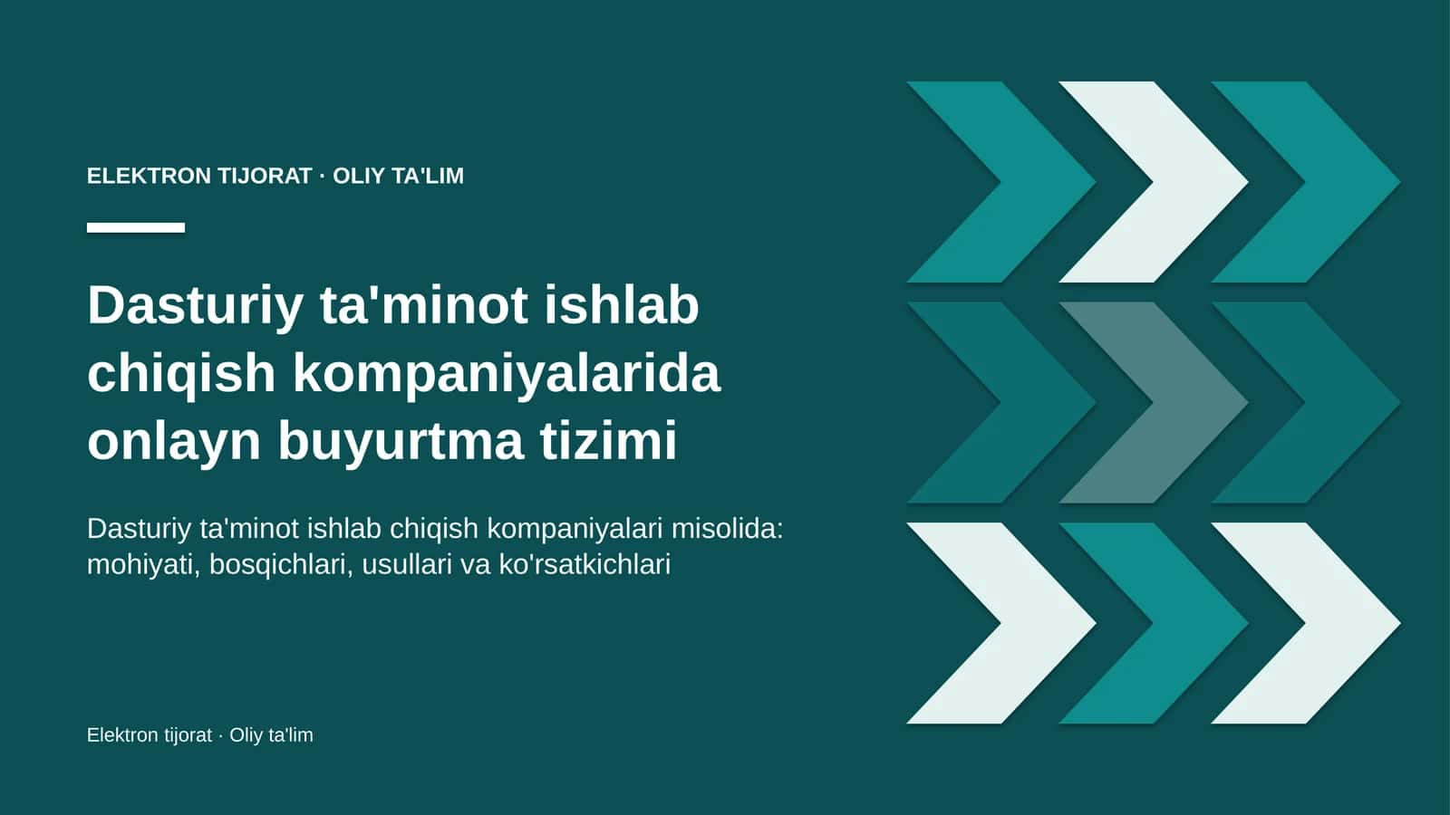 Dasturiy ta'minot ishlab chiqish kompaniyalarida onlayn buyurtma tizimi
