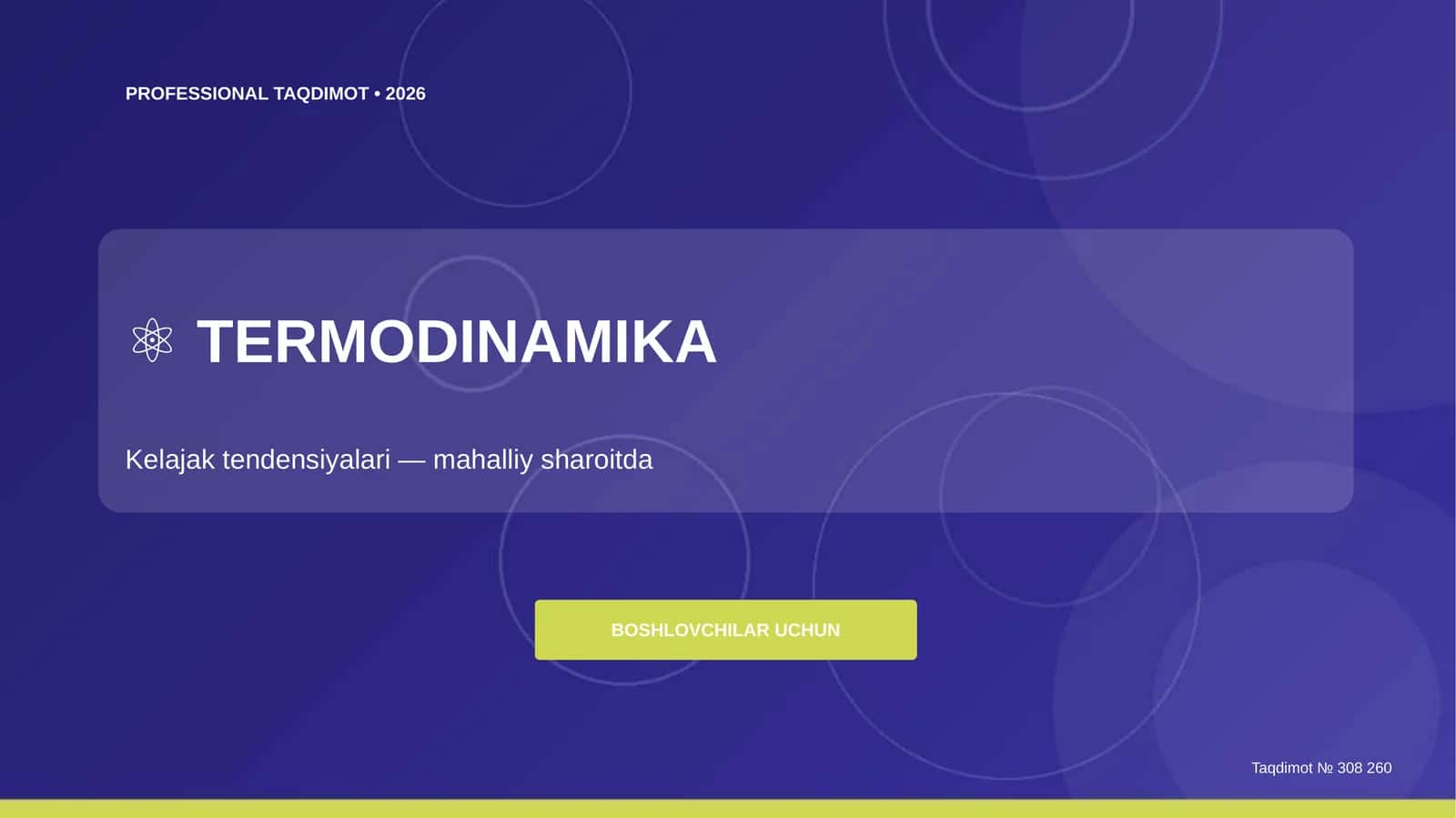 Termodinamika: kelajak tendensiyalari (mahalliy sharoitda) [boshlovchilar uchun]