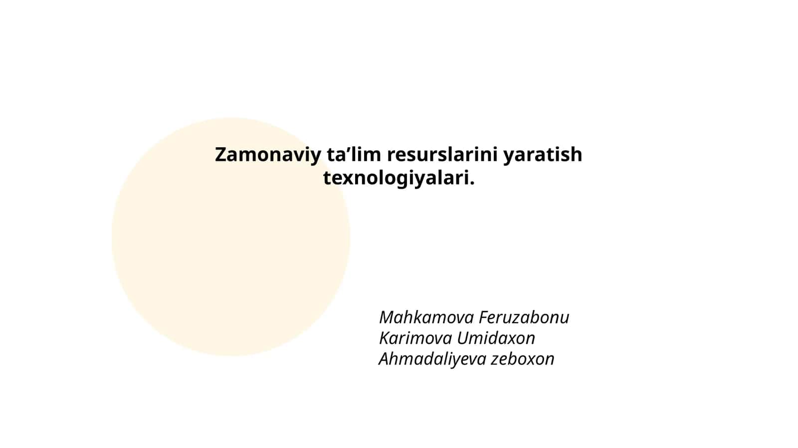 Zamonaviy taʼlim resurslarini yaratish texnologiyalari