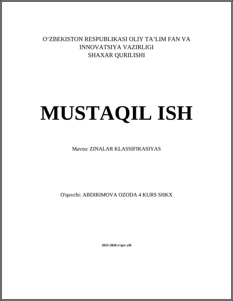 ZINALAR KLASSIFIKASIYAS