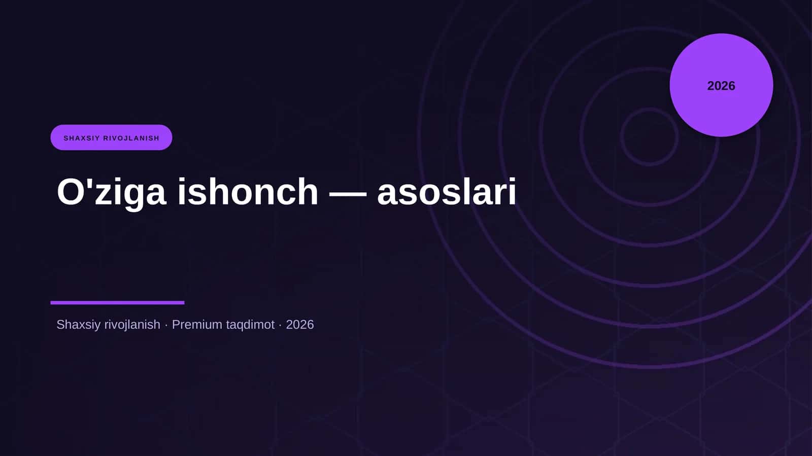 O'ziga ishonch — asoslari