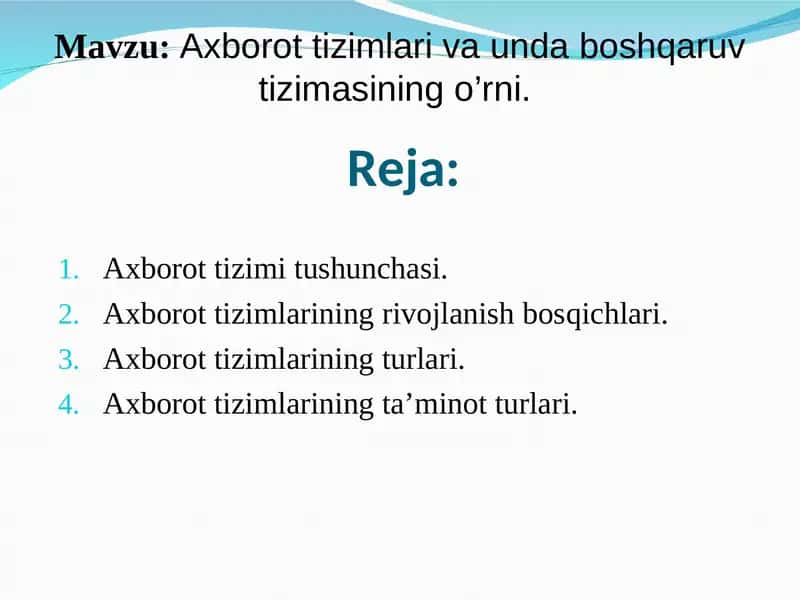 Axborot tizimlarining rivojlanishi