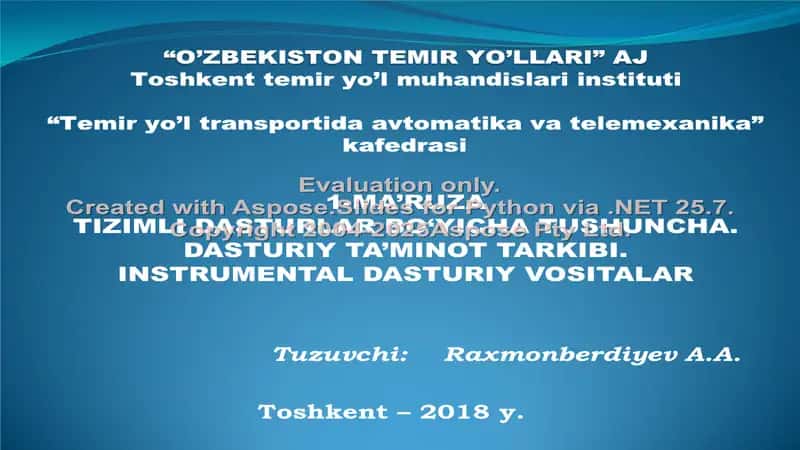 Tizimli Dasturlar Bo‘yicha Tushuncha. Dasturiy Ta’minot Tarkibi. Instrumental Dasturiy Vositalar