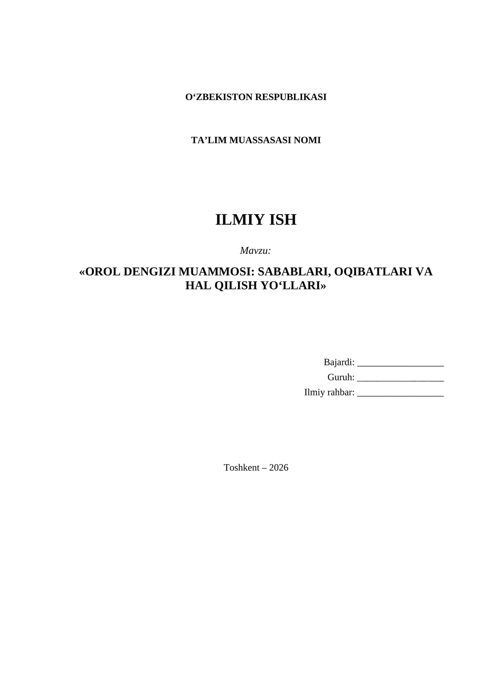 Referat Orol dengizi muammosi
