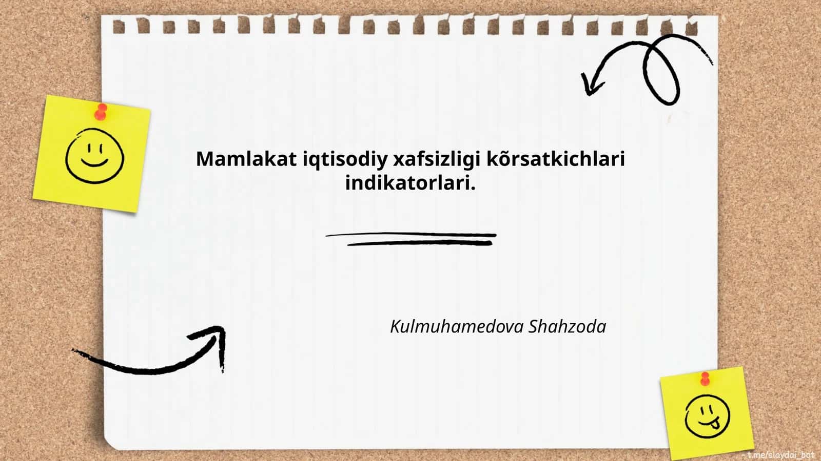 Mamlakat iqtisodiy xafsizligi kõrsatkichlari indikatorlari