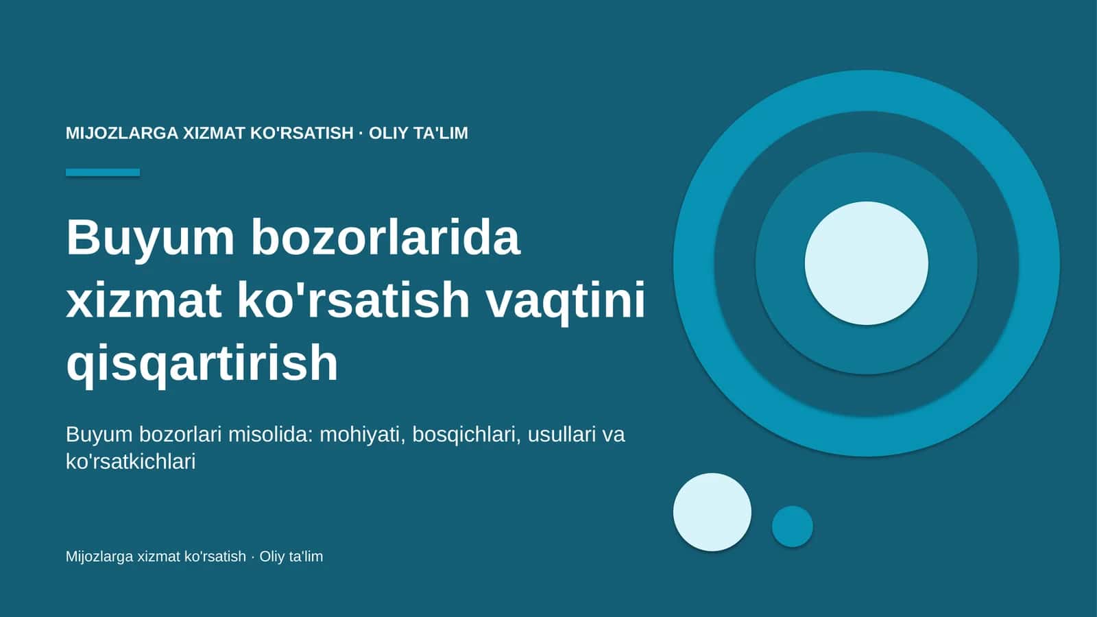 Buyum bozorlarida xizmat ko'rsatish vaqtini qisqartirish