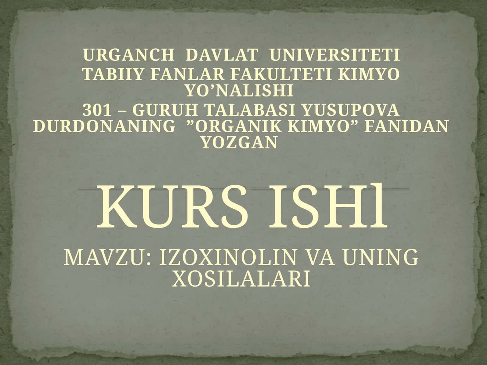 Izoxinolin va uning xosilalari