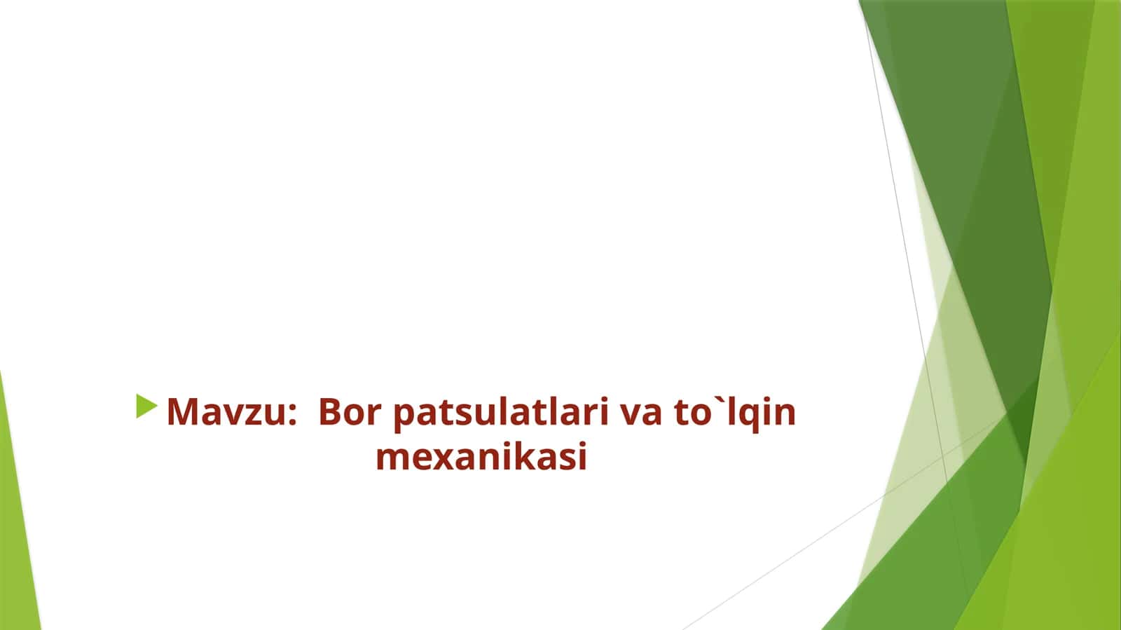 Bor patsulatlari va to`lqin mexanikasi