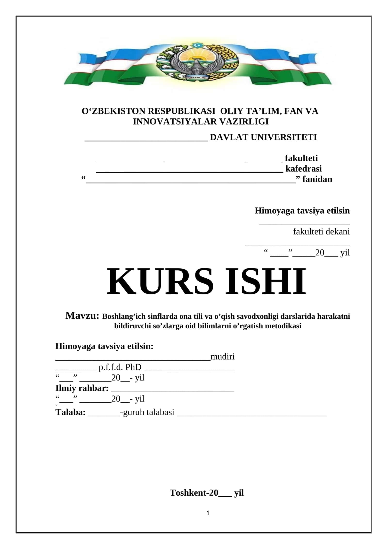 Boshlang’ich sinflarda ona tili va o’qish savodxonligi darslarida harakatni bildiruvchi so’zlarga oid bilimlarni o’rgatish metodikasi