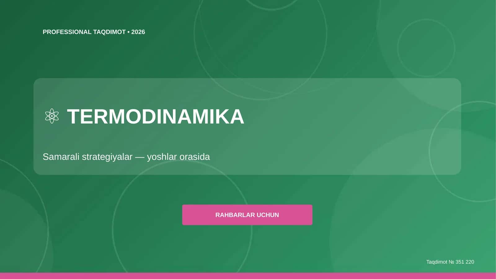 Termodinamika: samarali strategiyalar (yoshlar orasida) [rahbarlar uchun]
