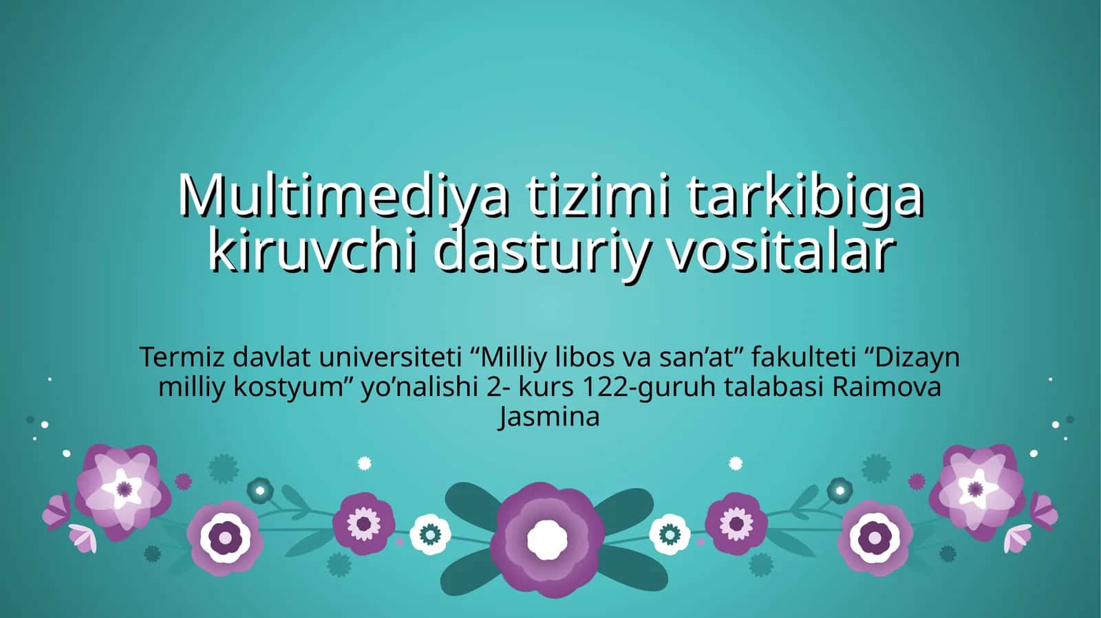 Multimediya tizimi tarkibiga kiruvchi dasturiy vositalar