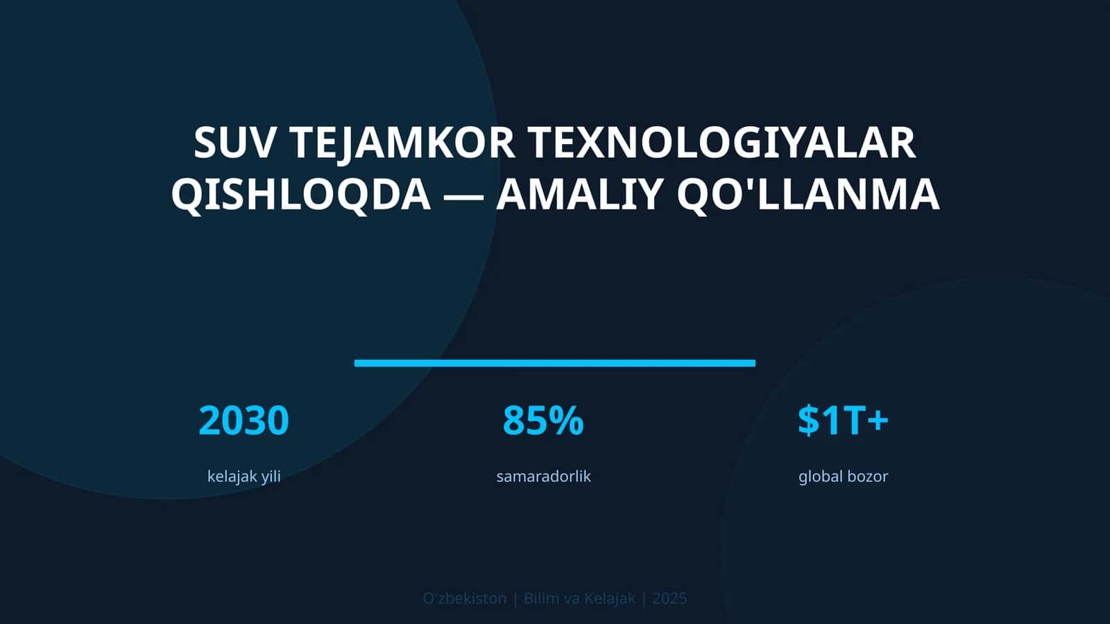 Suv tejamkor texnologiyalar qishloqda — amaliy qo'llanma
