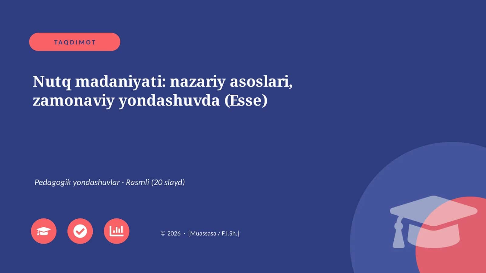 Nutq madaniyati: nazariy asoslari, zamonaviy yondashuvda (Esse)