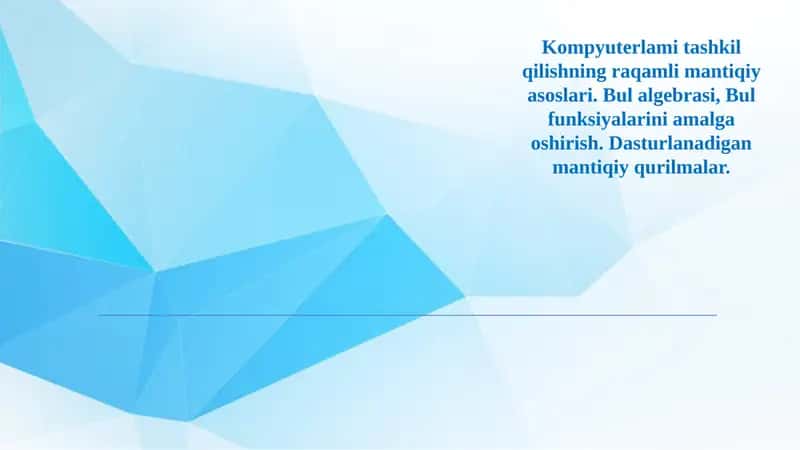 Kompyuterlani tashkil qilishning raqamli mantiqiy asoslari 1