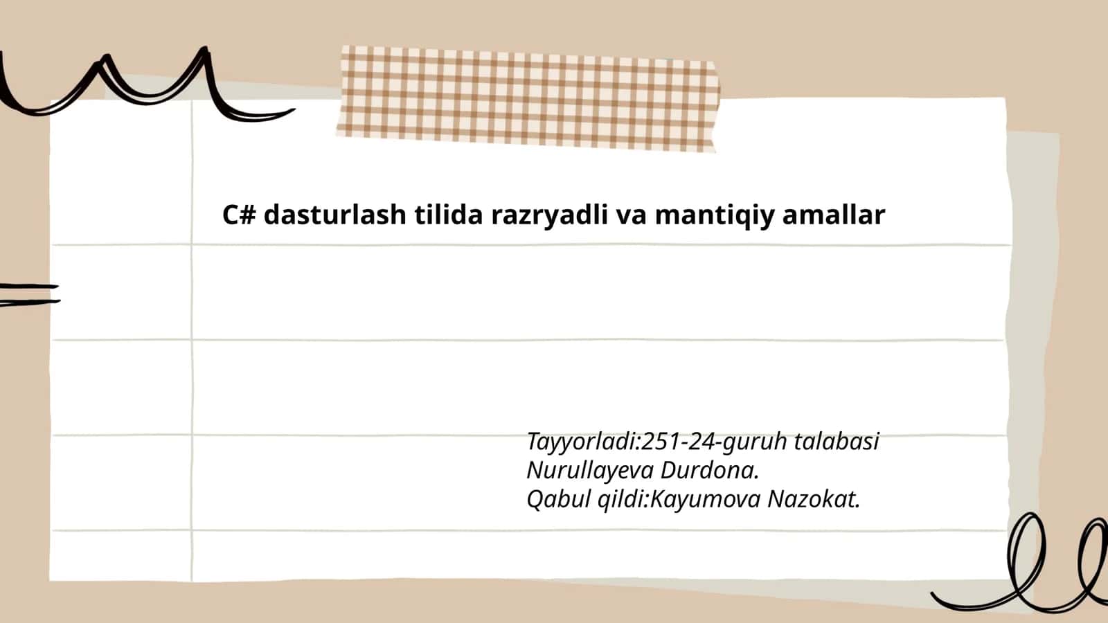 C# dasturlash tilida razryadli va mantiqiy amallar