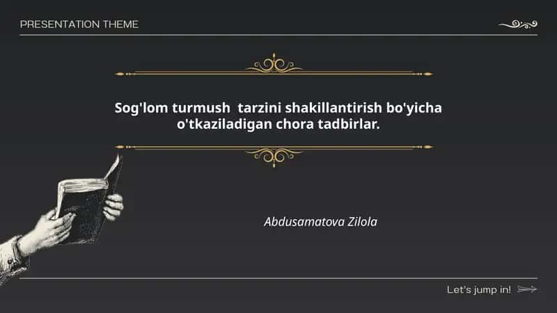 Sog'lom Turmush Tarzini Shakillantirish Bo'yicha Chora Tadbirlar