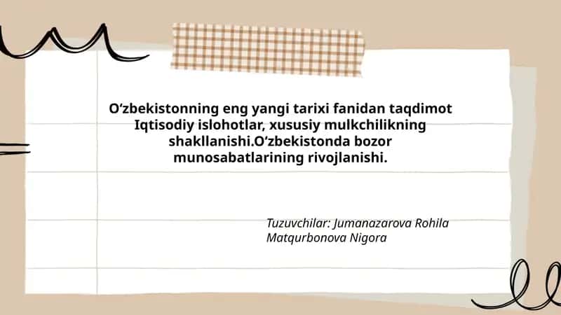 Oʻzbekistonning eng yangi tarixi fanidan taqdimot