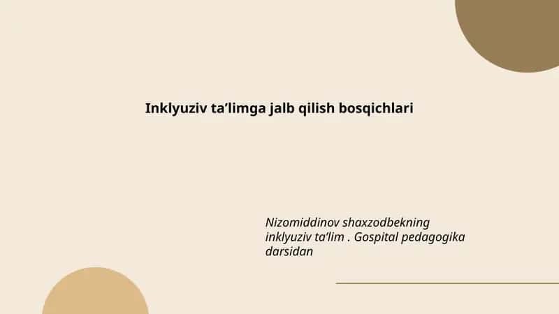 Inklyuziv taʼlimga jalb qilish bosqichlari