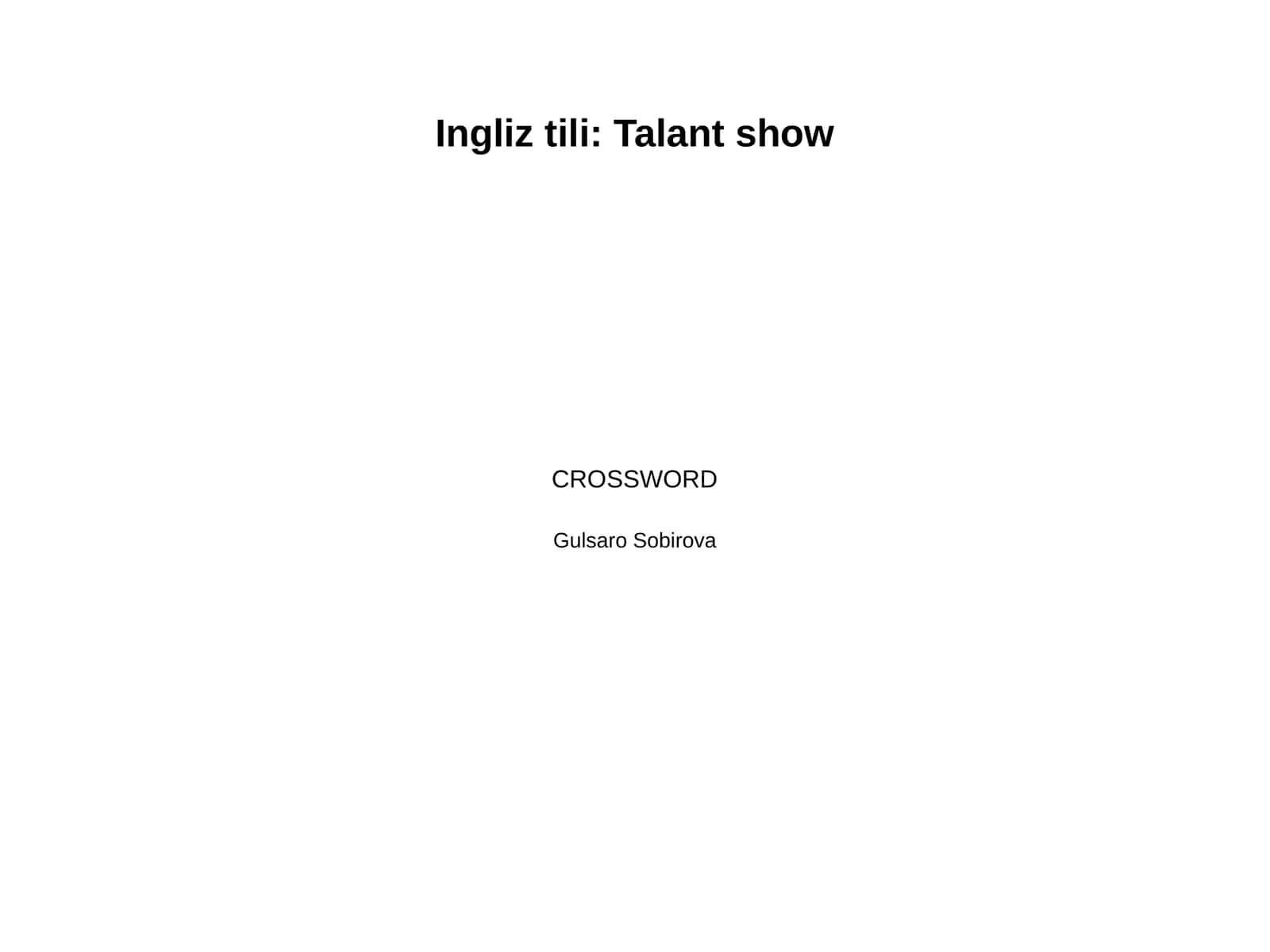 Ingliz tili: Talant show