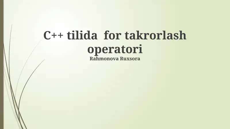 C++ tilida for takrorlash operatori