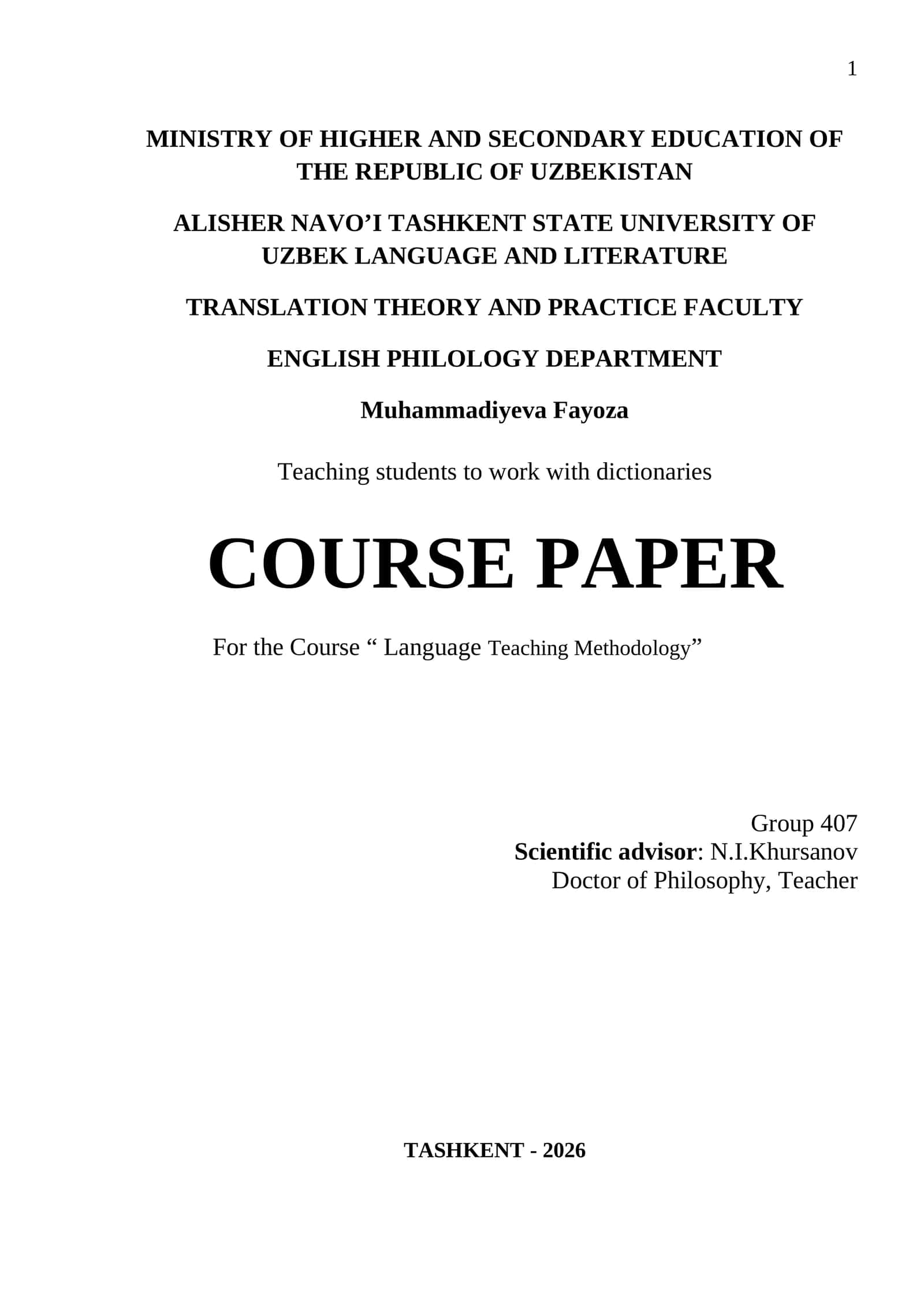 Language Teaching Methodology