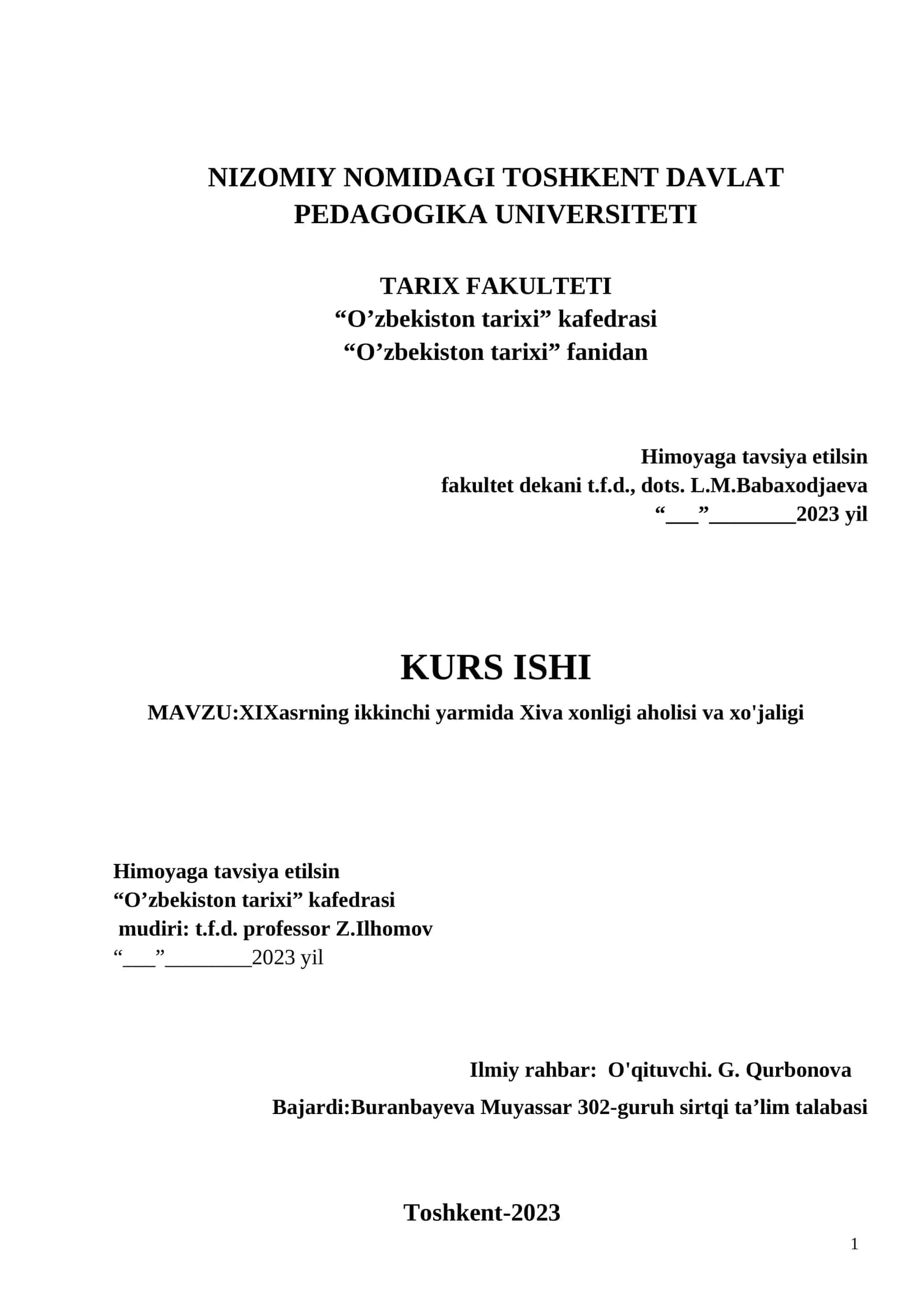 XIXasrning ikkinchi yarmida Xiva xonligi aholisi va xo'jaligi