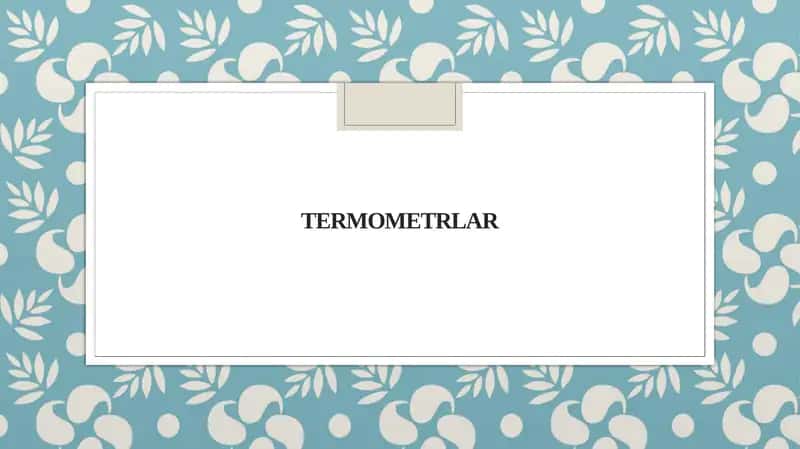 Termometrlar