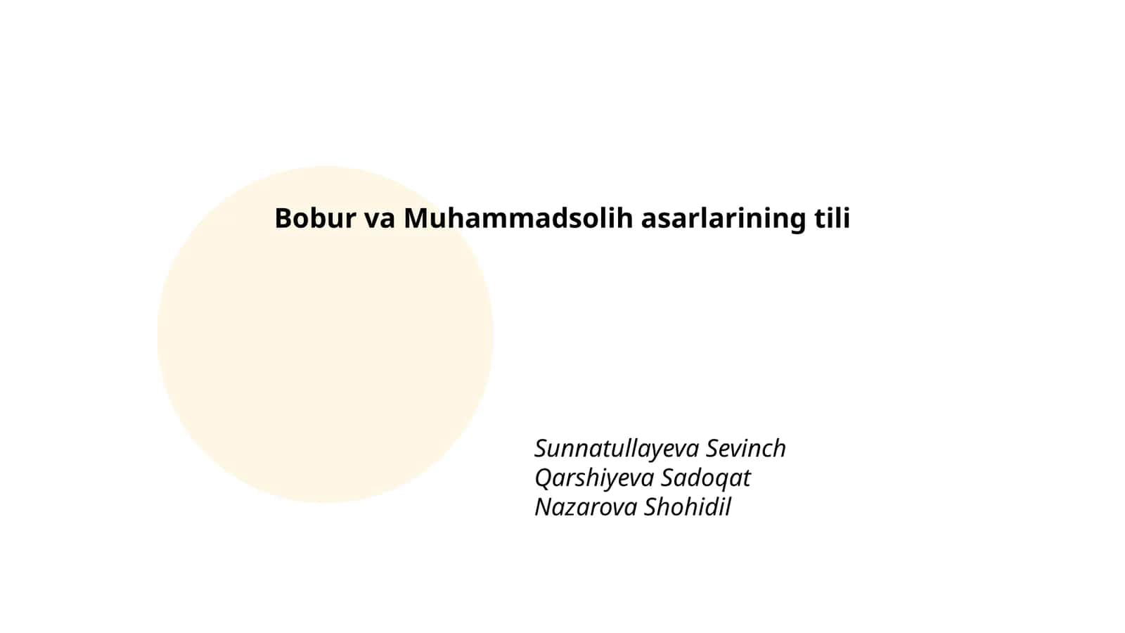Bobur va Muhammadsolih asarlarining tili
