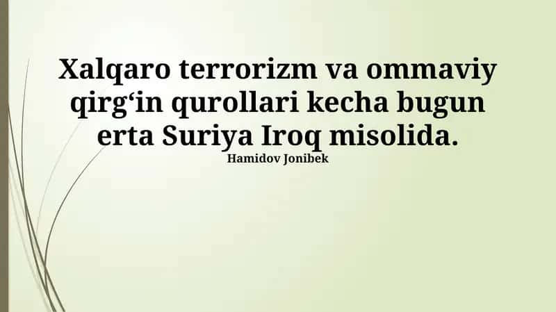 Xalqaro terrorizm va ommaviy qirg'in qurollari