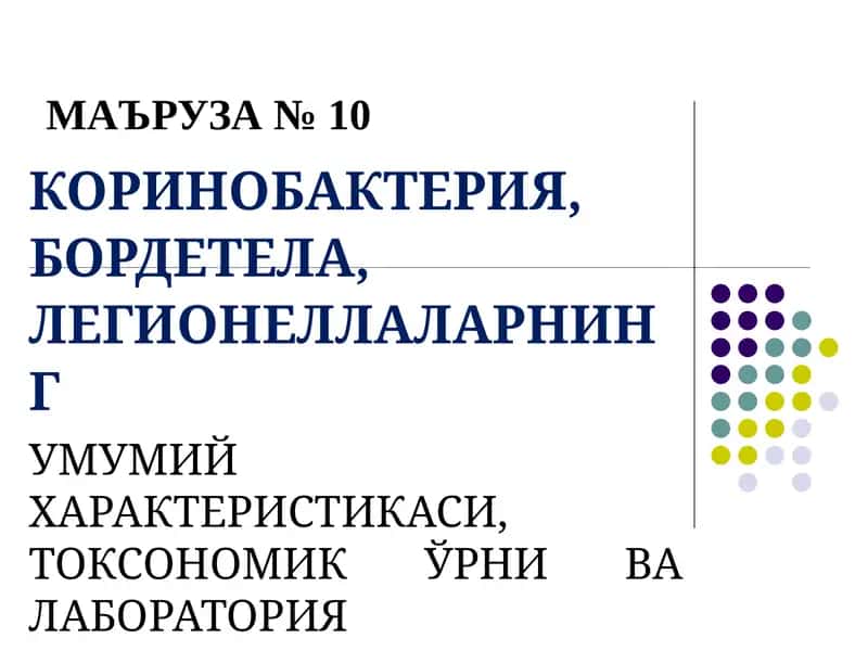 Korinobakteriyalar. Legionella. Bordetela