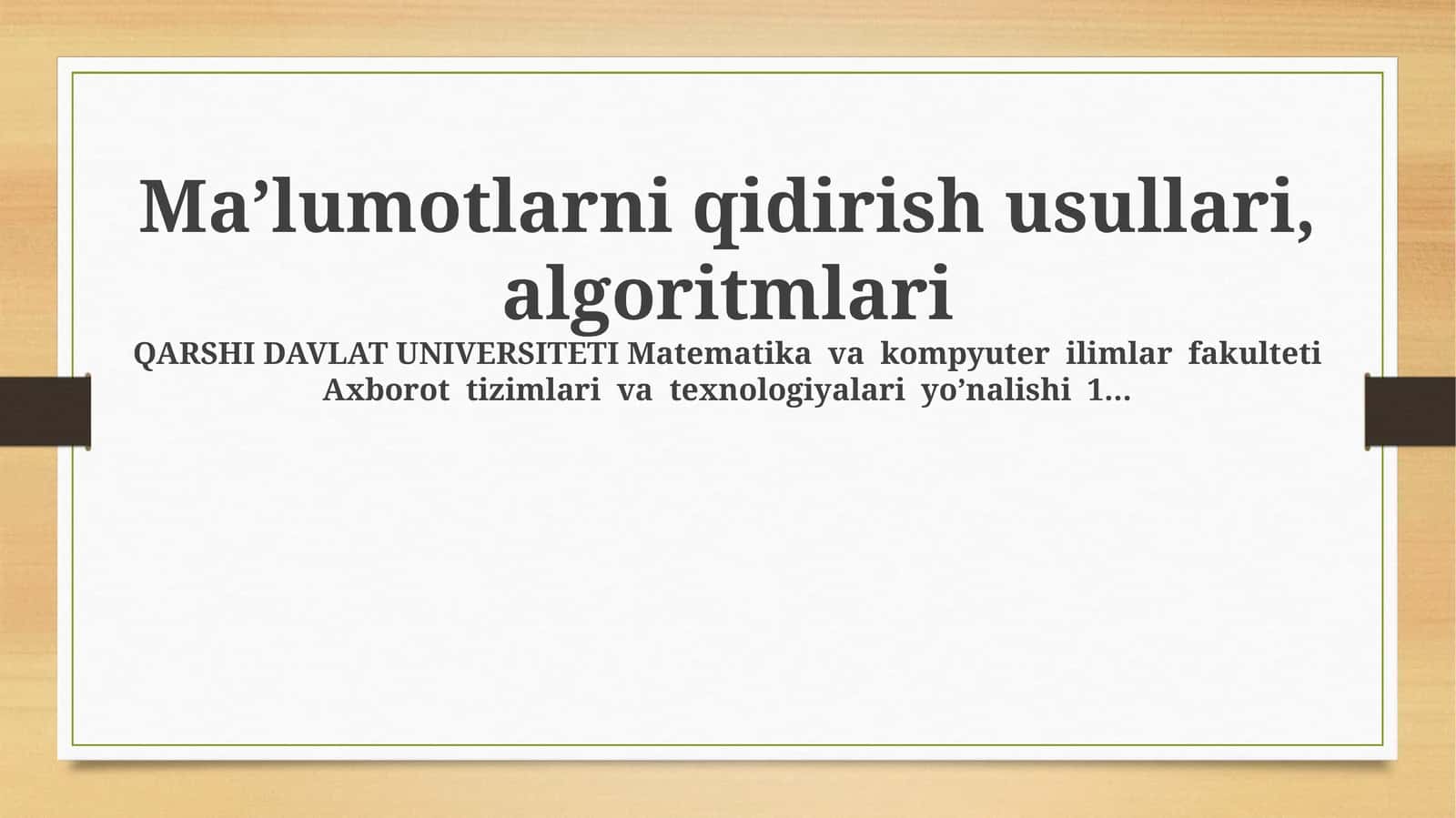 Ma’lumotlarni qidirish usullari, algoritmlari