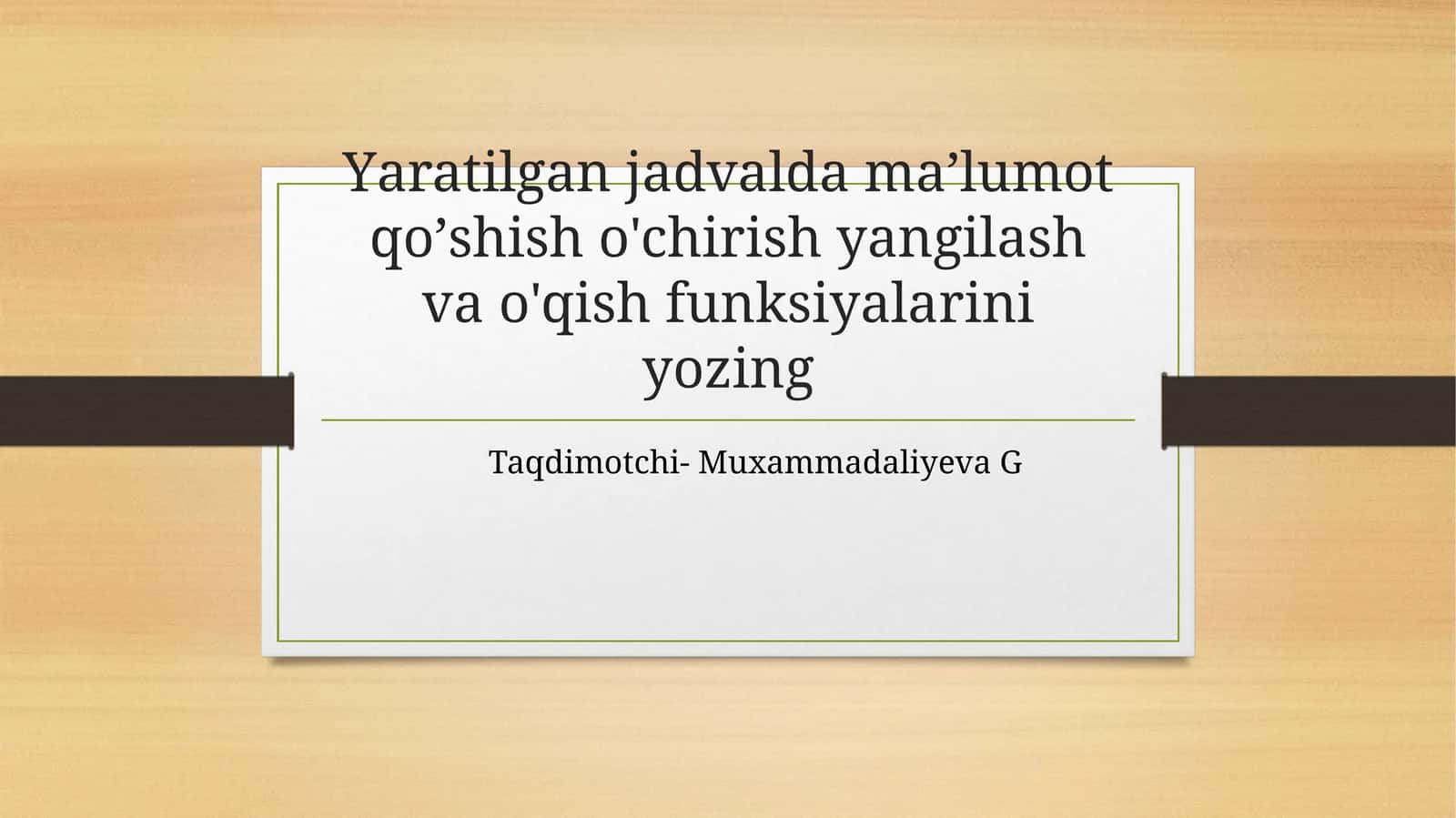 CRUDtushunchasi va uning hayotiyahamiyati