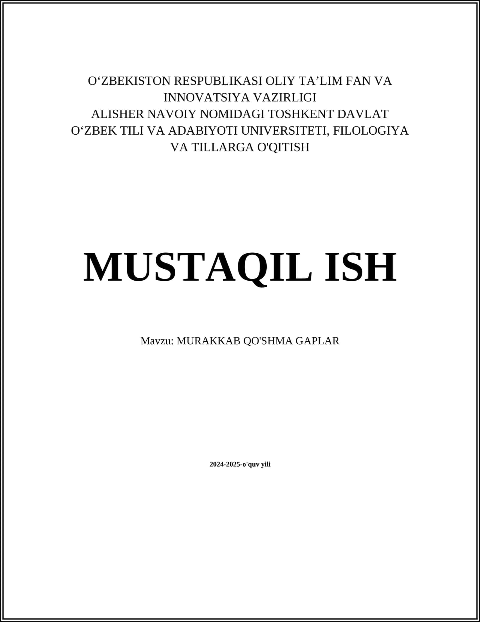 MURAKKAB QO'SHMA GAPLAR