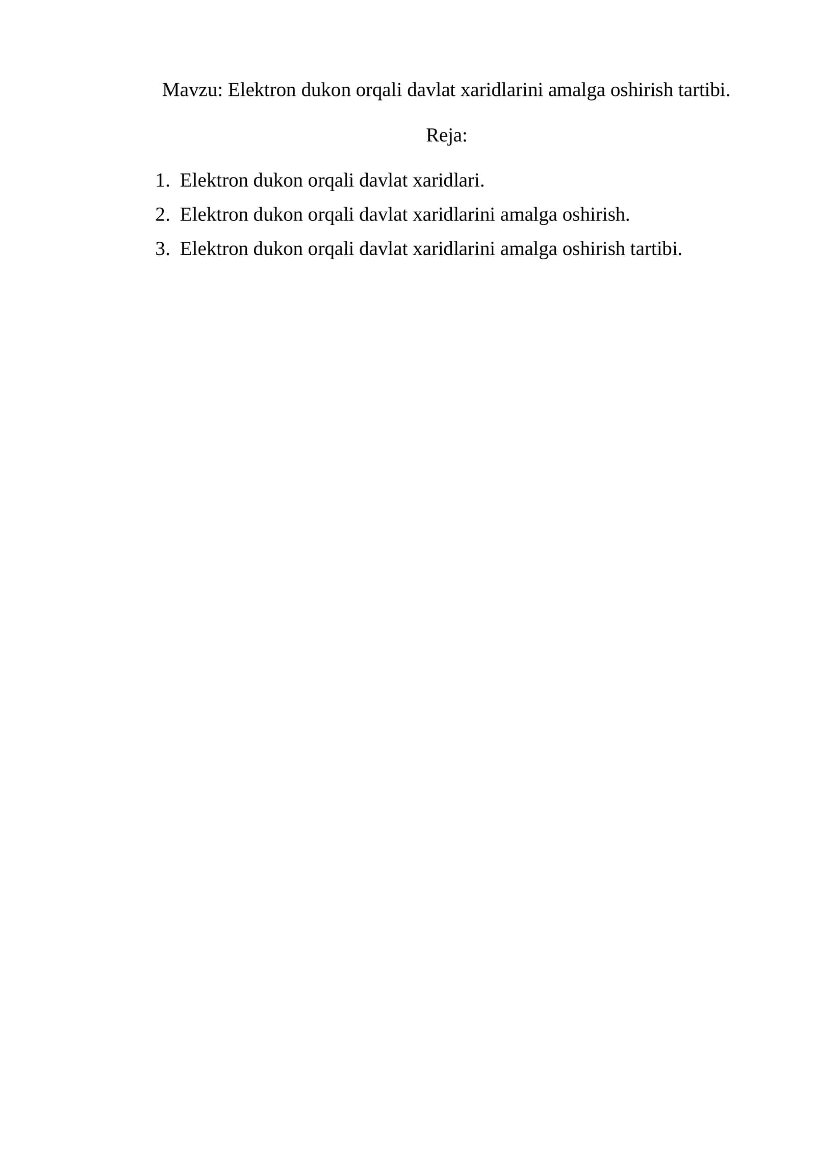Elektron dukon orqali davlat xaridlarini amalga oshirish tartibi