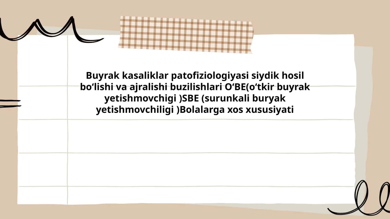 Buyrak kasaliklar patofiziologiyasi siydik hosil boʻlishi va ajralishi buzilishlari