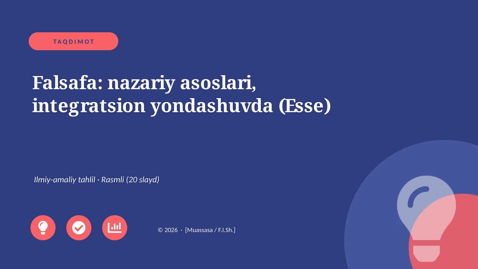 Falsafa: nazariy asoslari, integratsion yondashuvda (Esse)