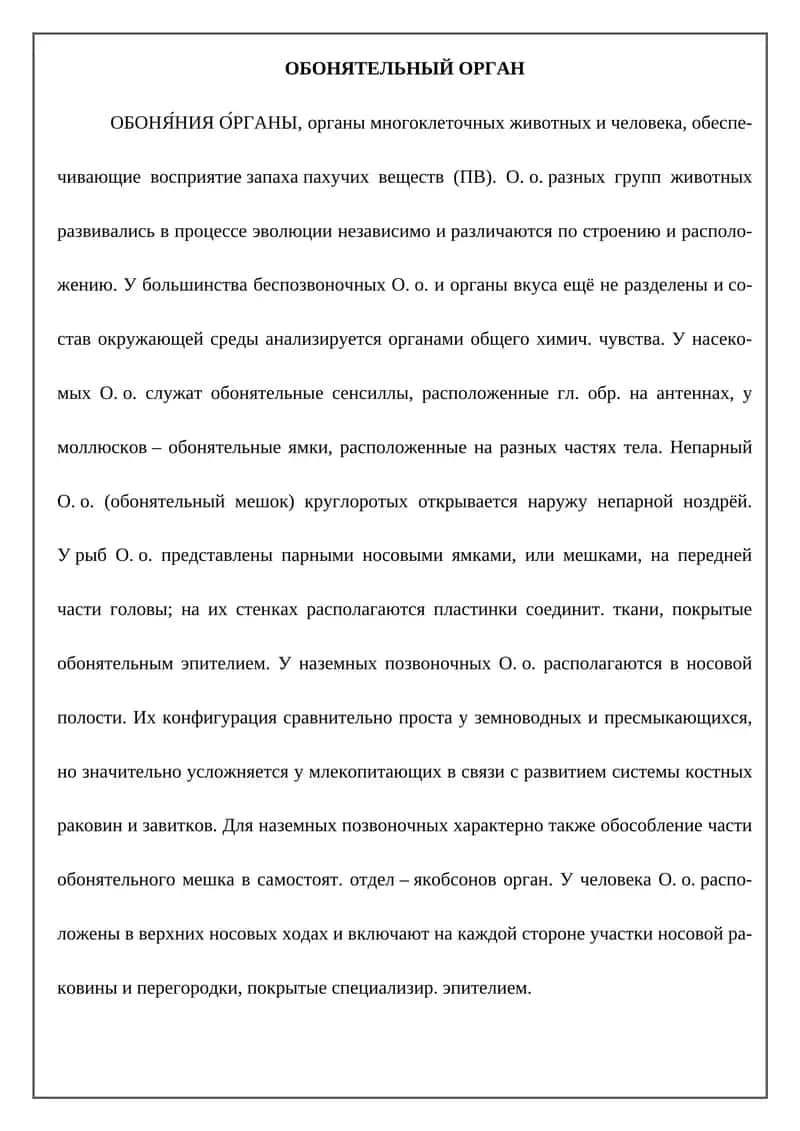 ОБОНЯТЕЛЬНЫЙ ОРГАН
