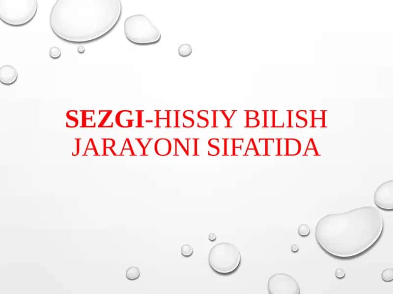Sezgi-hissiy bilish jarayoni sifatida